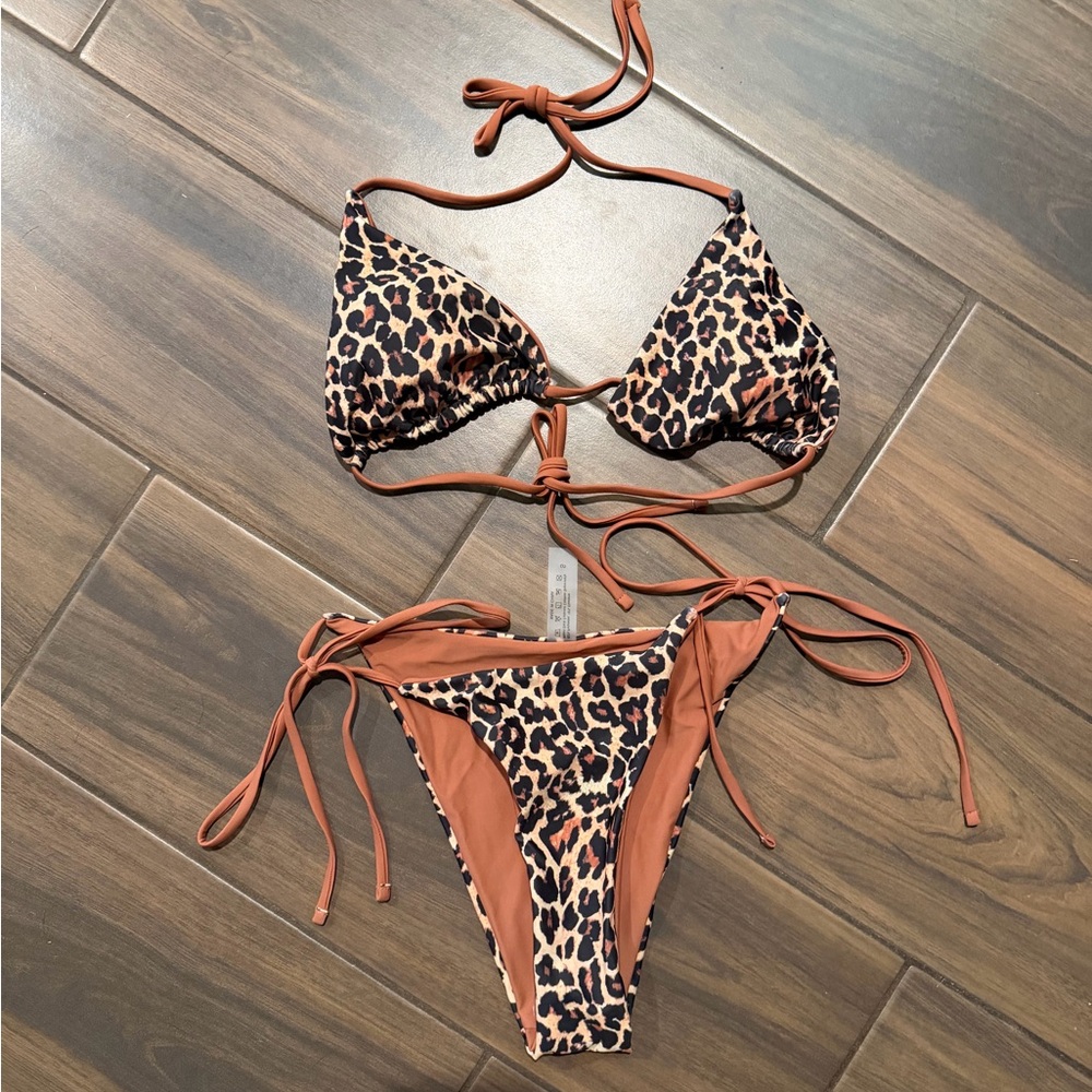 Leopard Print Bikini with Rust Accents